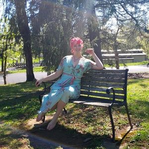 Cottage Core Teal Floral Dress